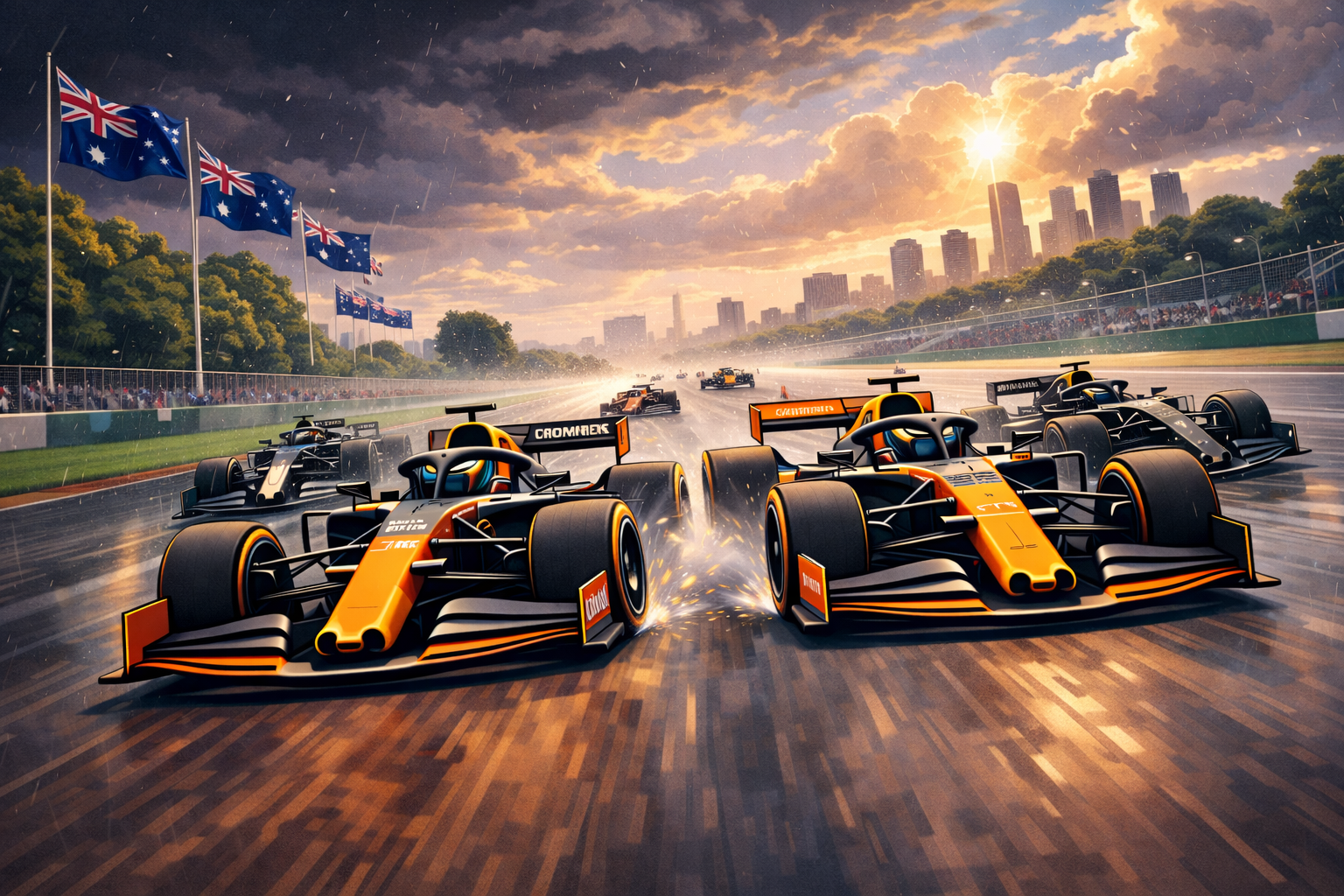 Formula 1 cars racing in Australia