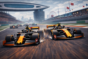 Formula 1 cars racing in China