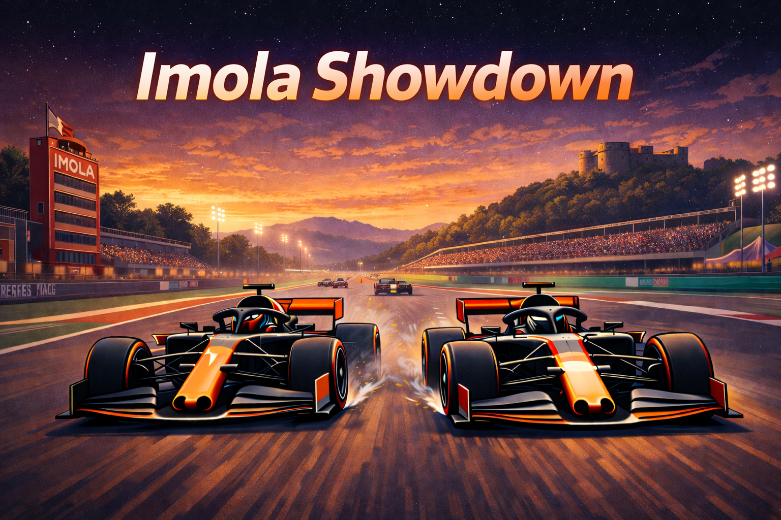 Race cars competing at Imola circuit