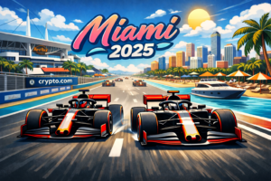Formula 1 cars racing in Miami