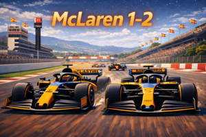 McLaren cars racing in first place