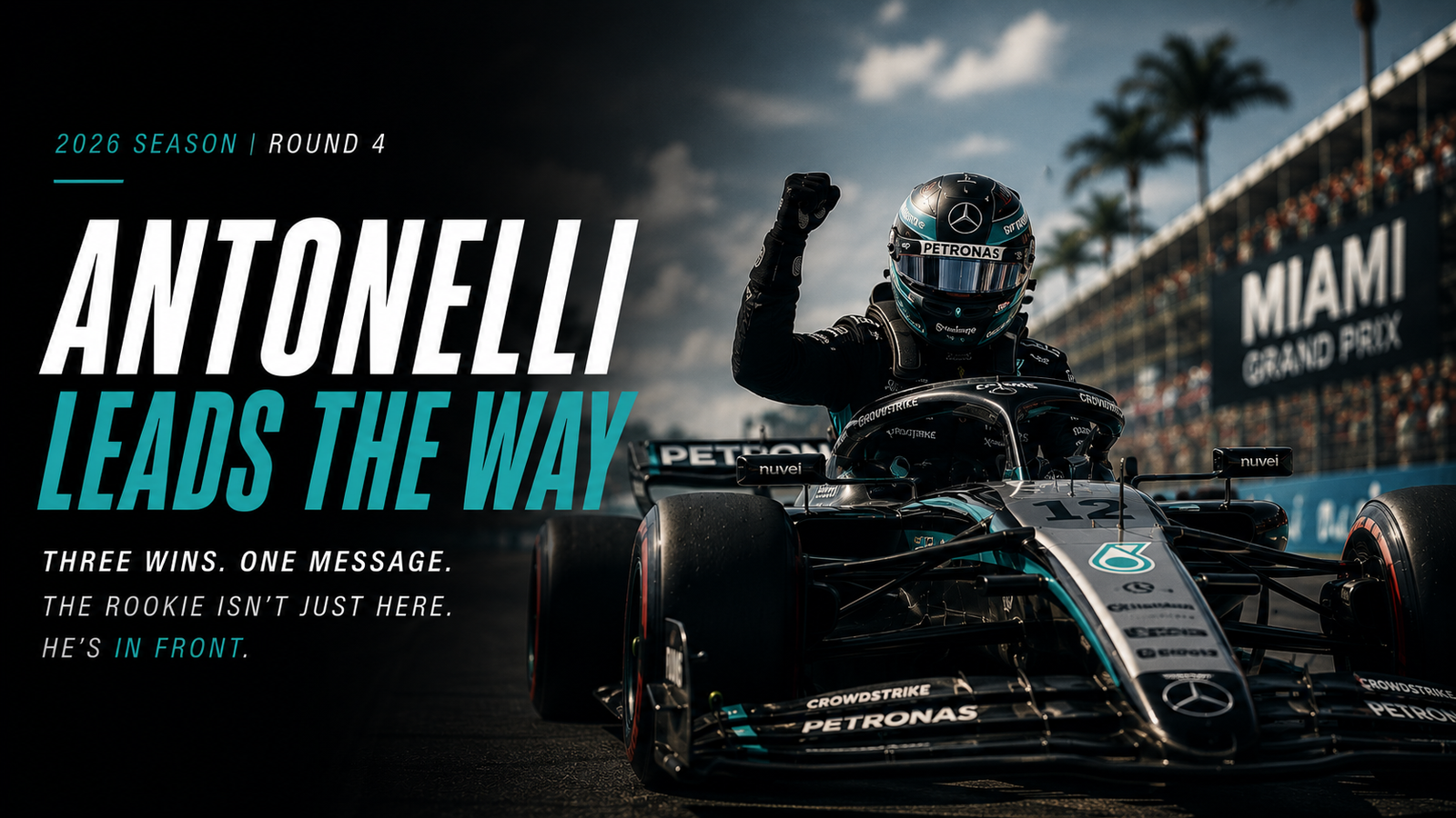 Miami Grand Prix race scene with drivers battling for position